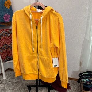 Feat Bright Yellow Hoodie unisex size S